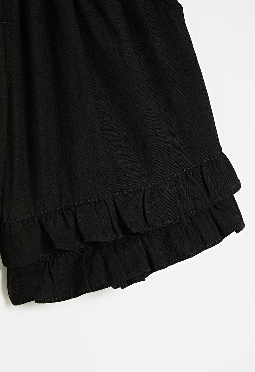 Pop Candy - Frilled hem shorts - black