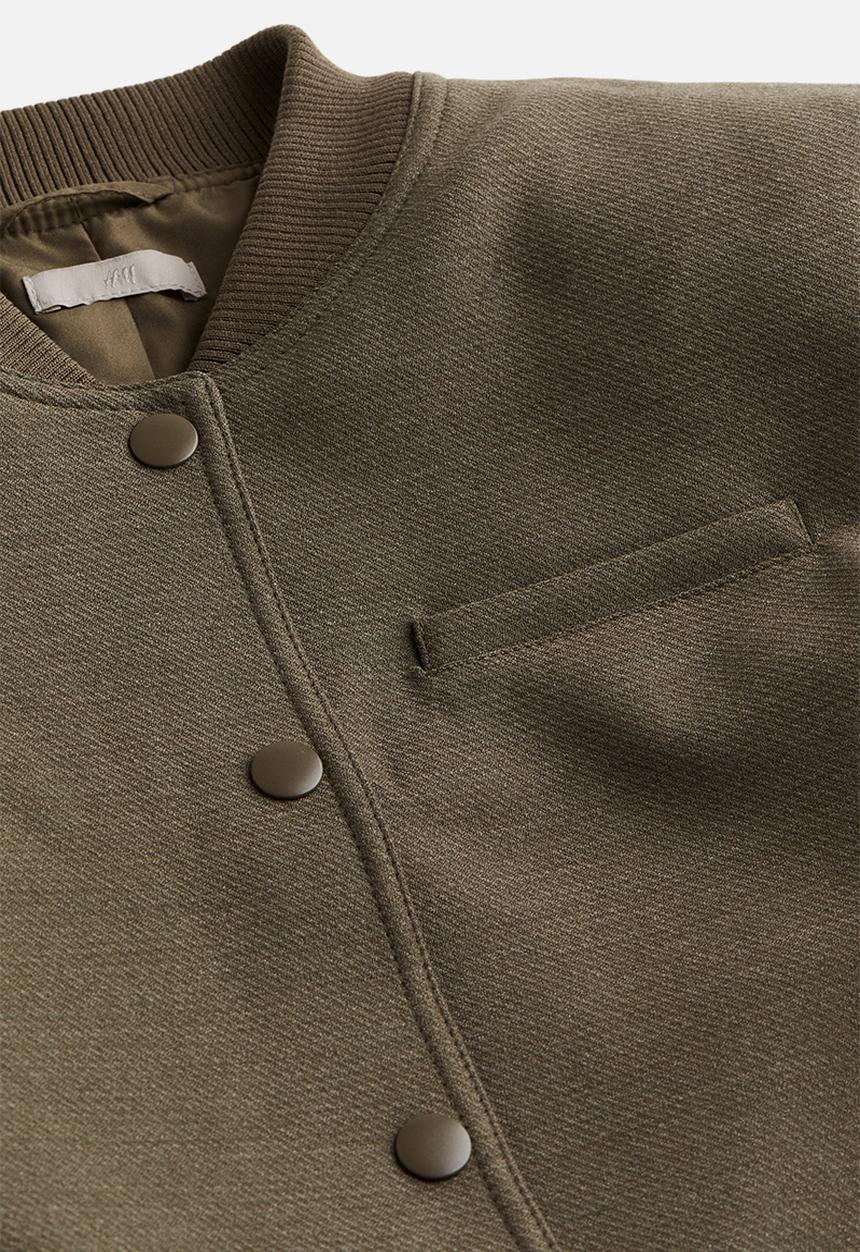 H&M - Short shoulder-pad jacket - dark khaki green