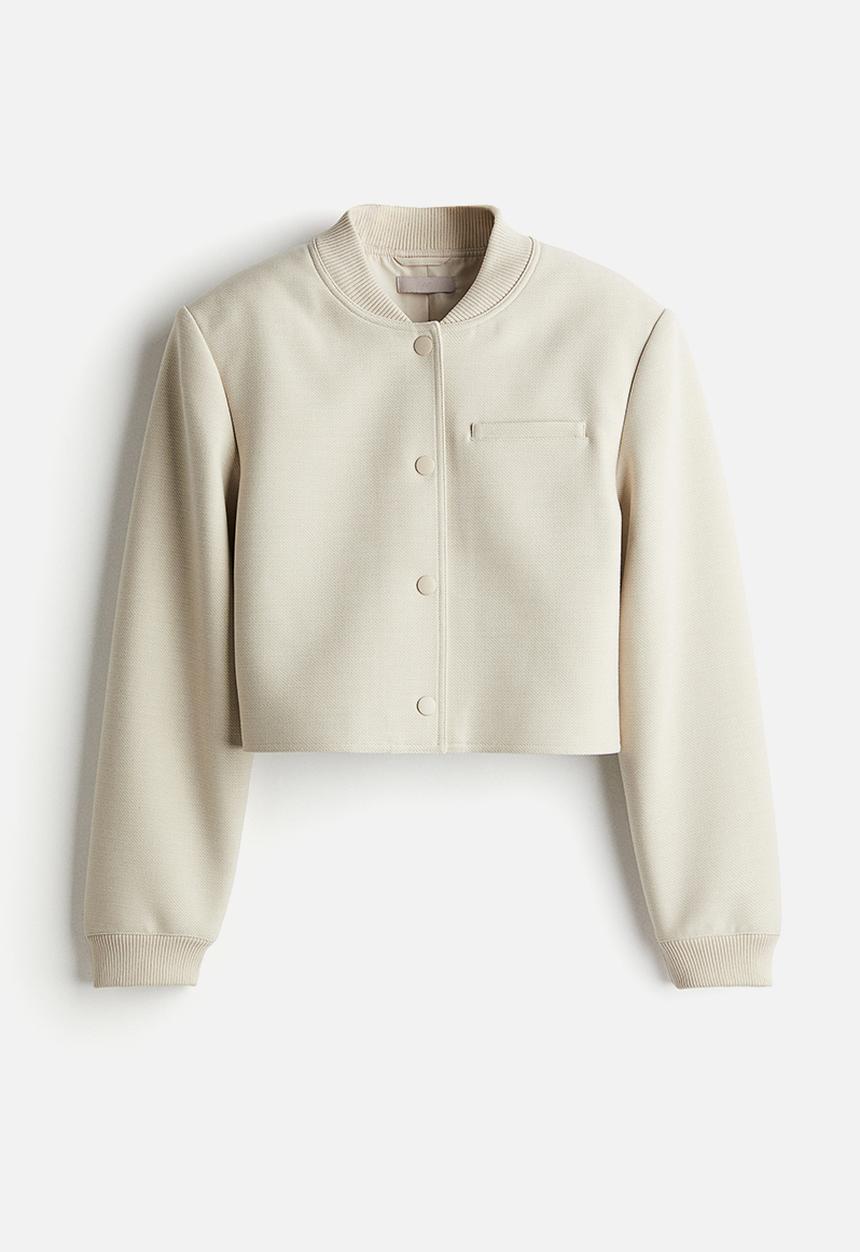 H&M - Short shoulder-pad jacket - light beige