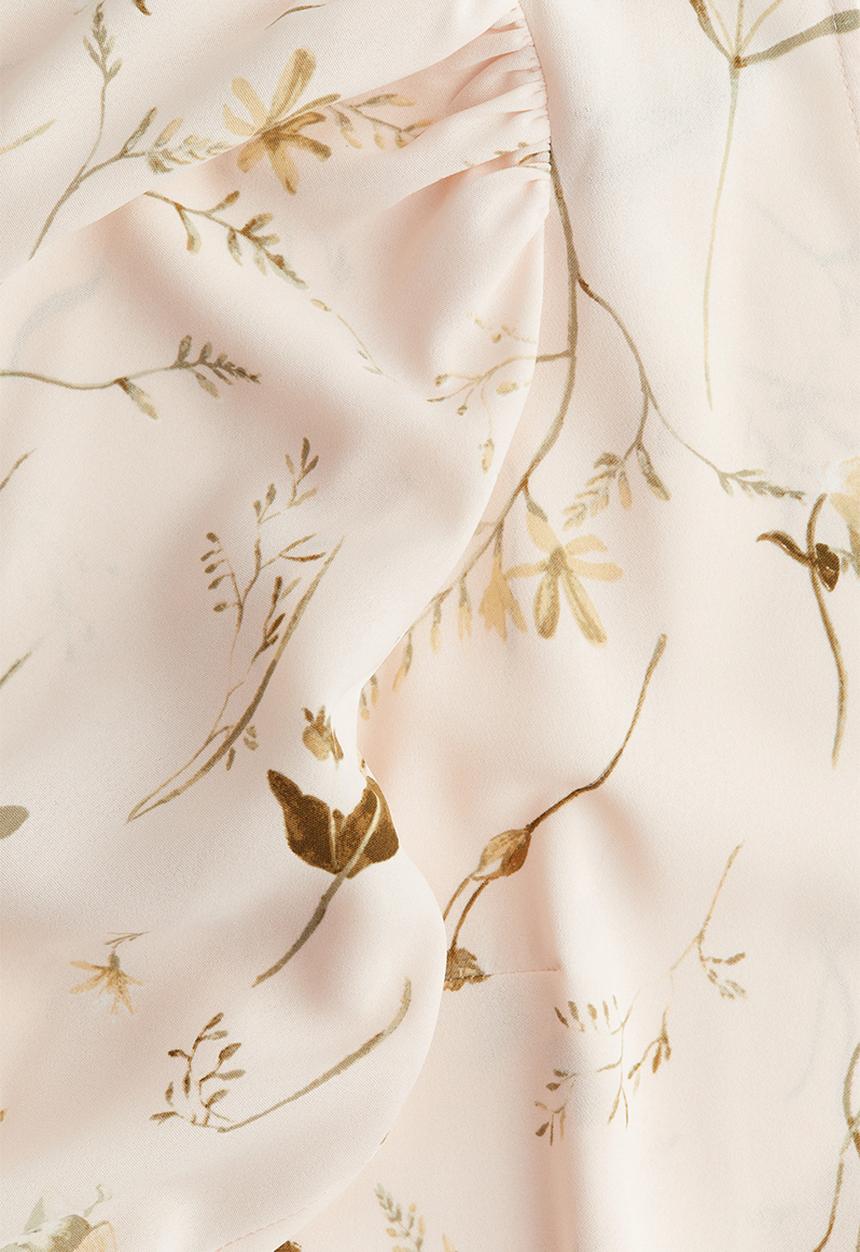 H&M - Tie-belt dress - powder pink floral
