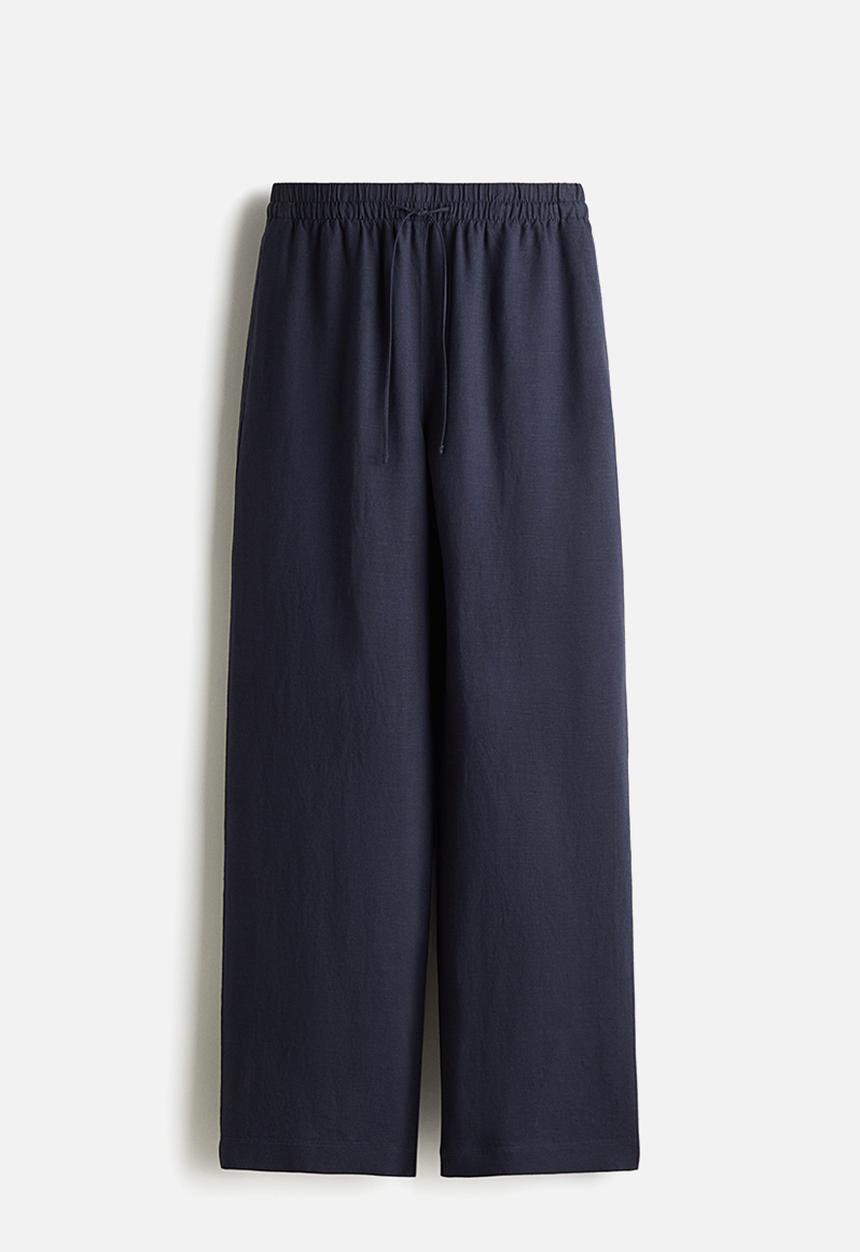 H&M - Linen-blend trousers - navy blue