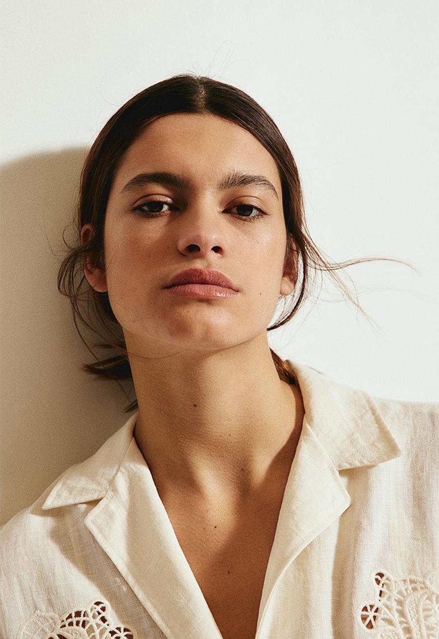 H&M - Broderie anglaise shirt - cream 