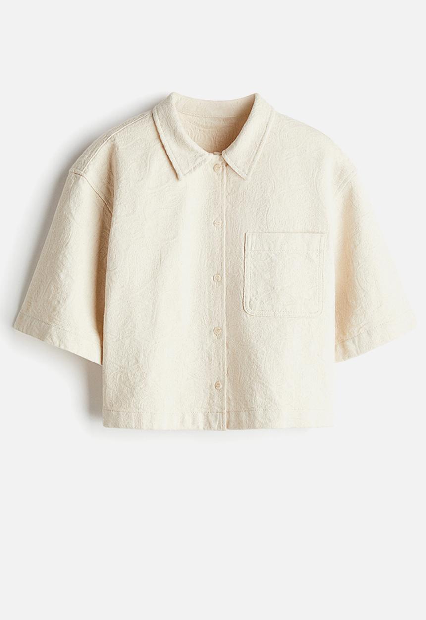 H&M - Oversized jacquard-denim shirt - cream