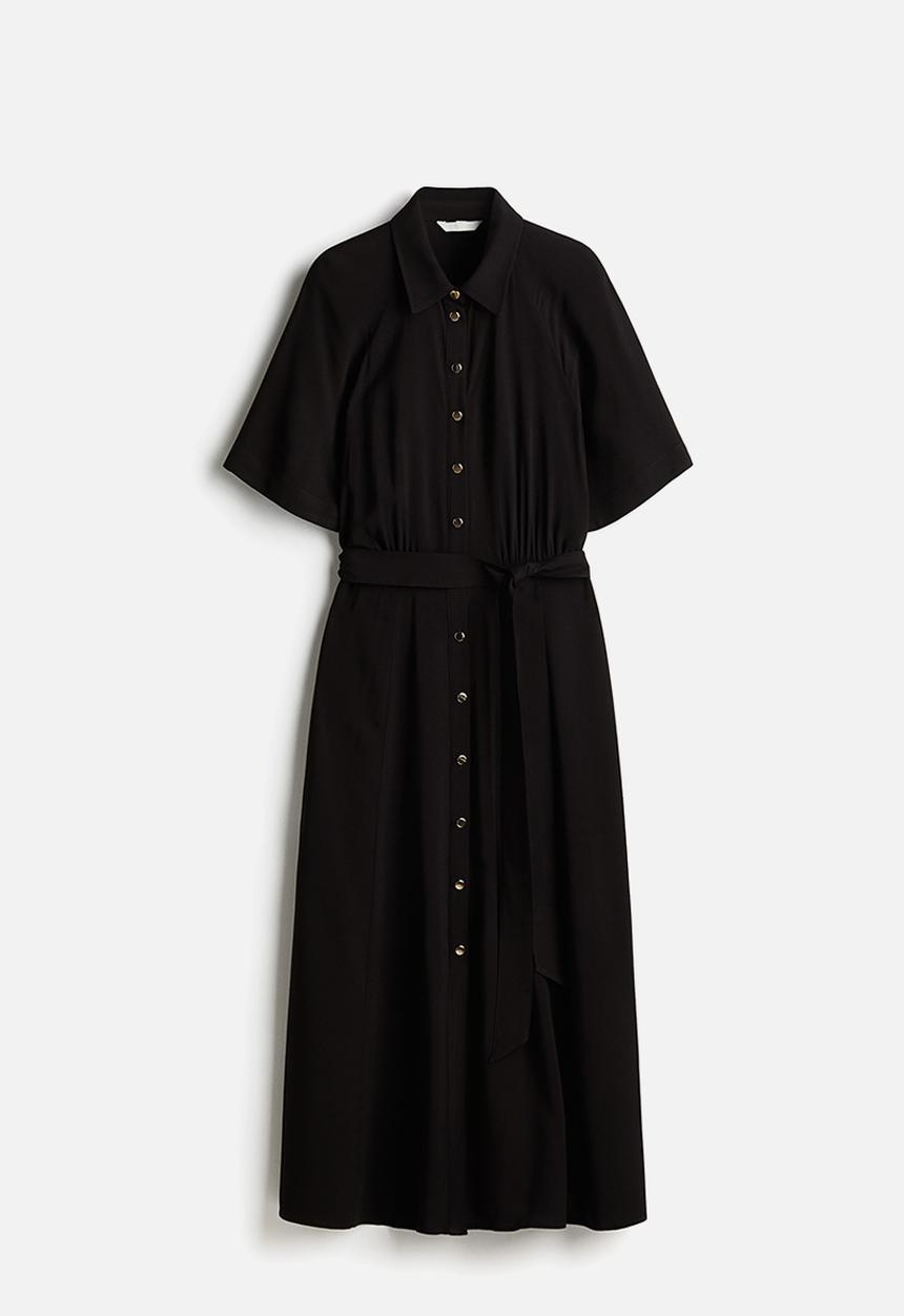 H&M - Tie-belt shirt dress - black
