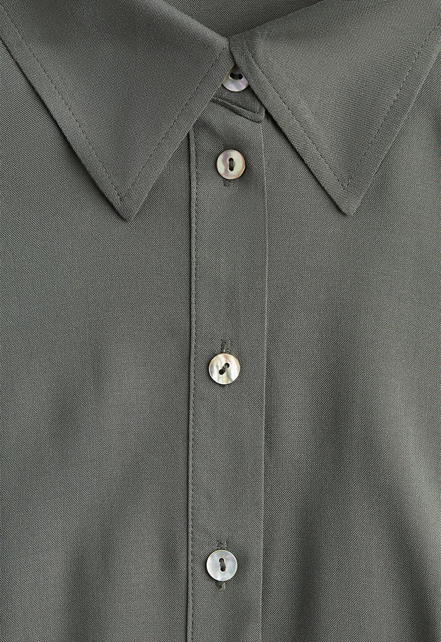 H&M - Tie-belt shirt dress - dark khaki green 