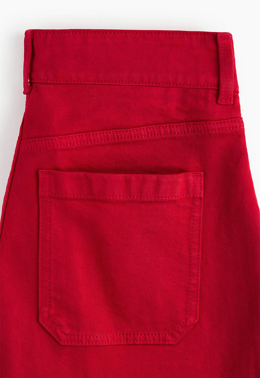 H&M - Wide high cropped jeans - red