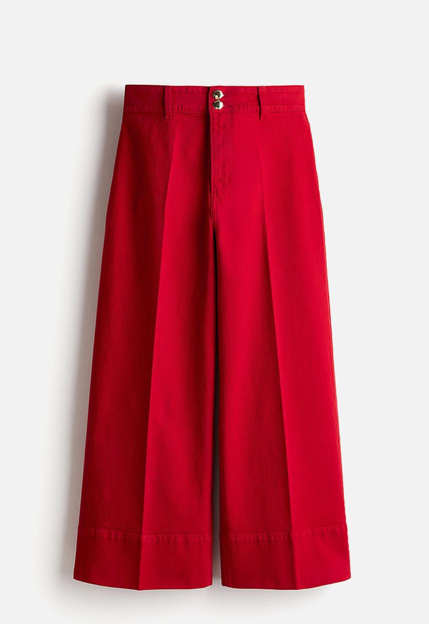 H&M - Wide high cropped jeans - red