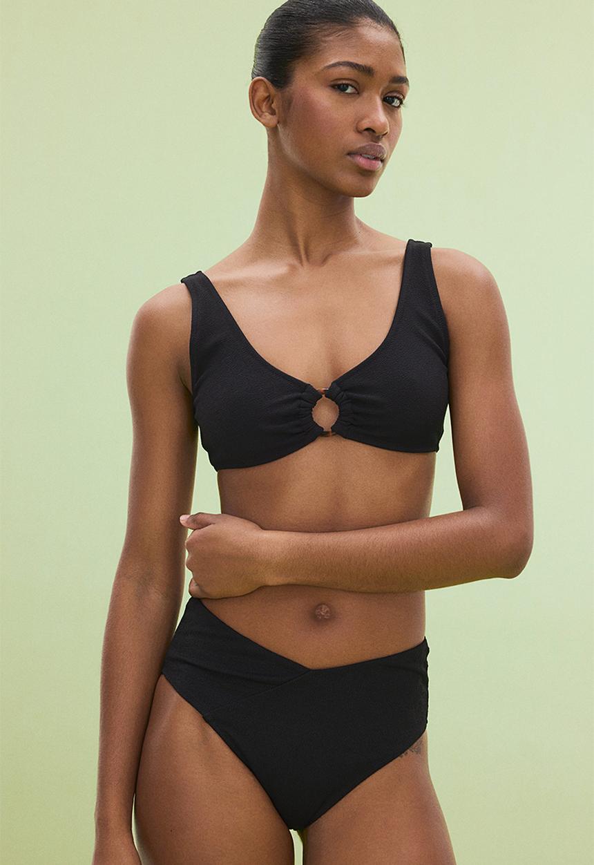 H&M - High waist cheeky bikini bottoms - black