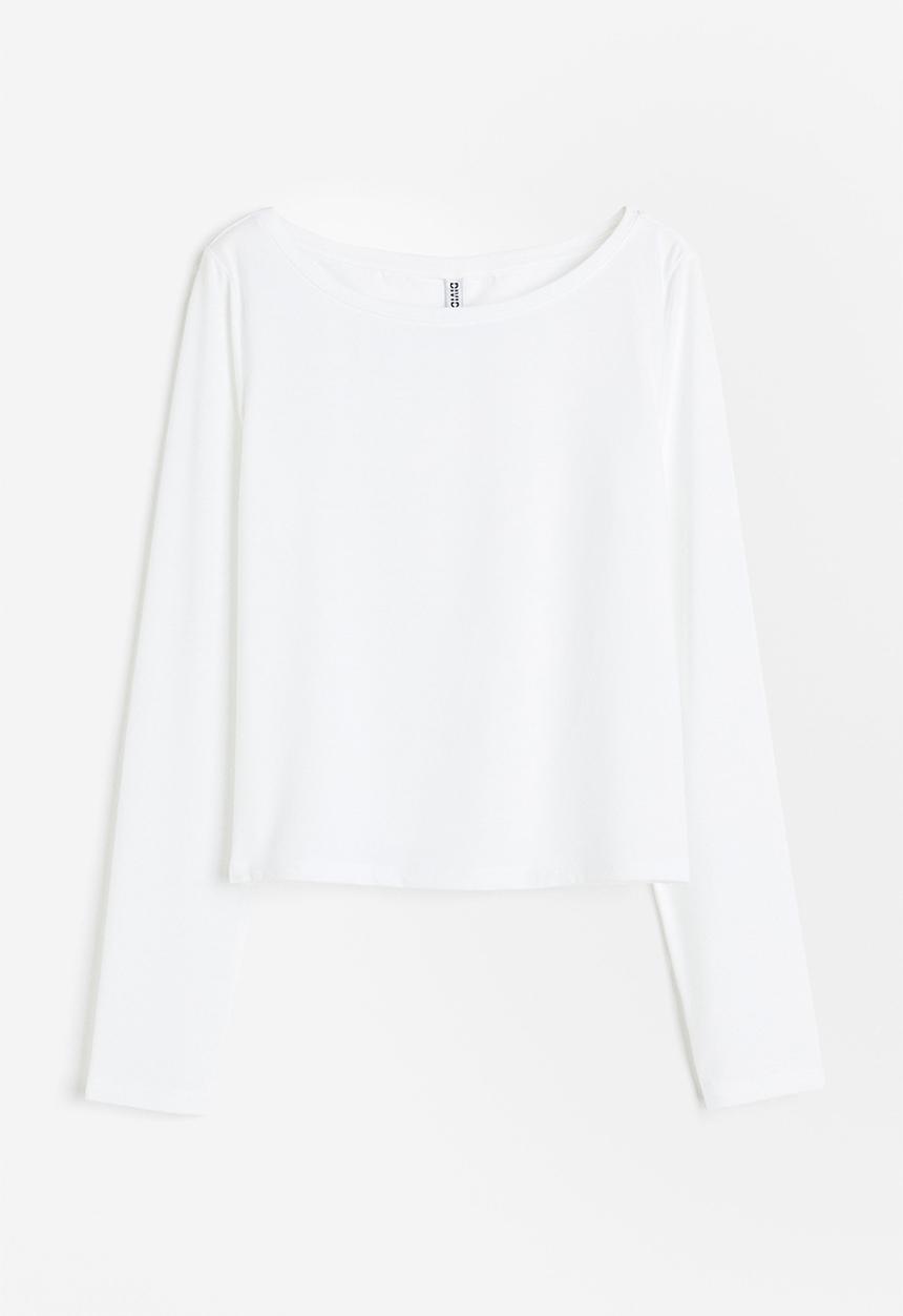 H&M - Sheer boat-neck top - white