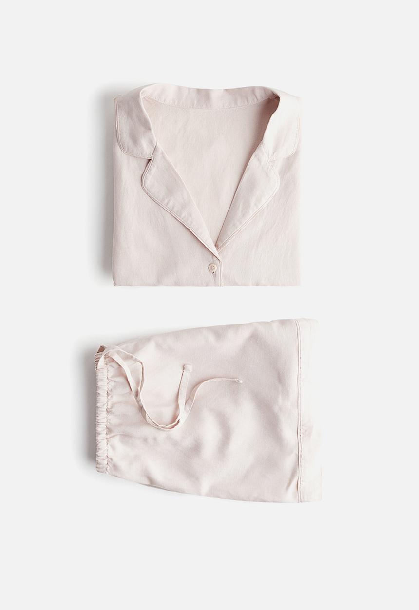 H&M - Linen-blend pyjamas - light dusty pink