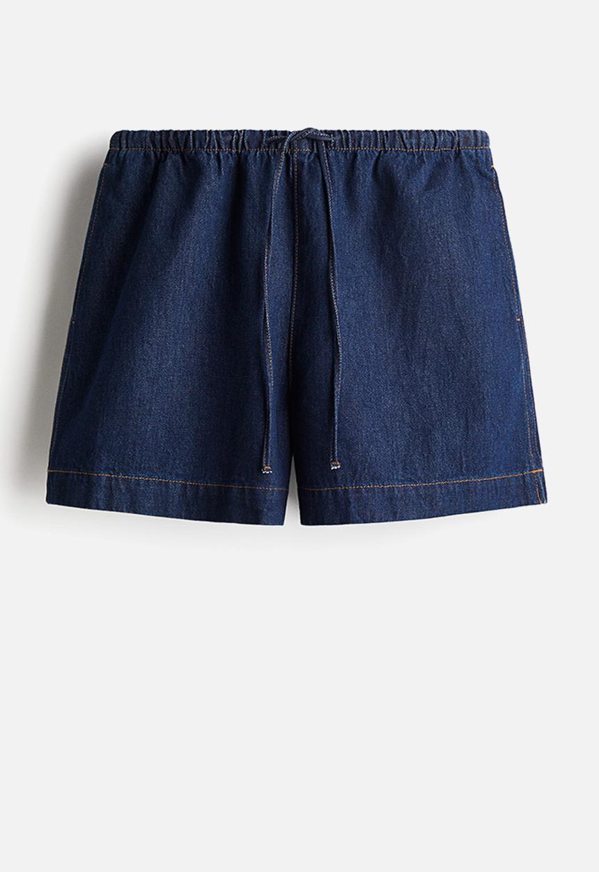 H&M - Denim drawstring shorts - dark denim blue