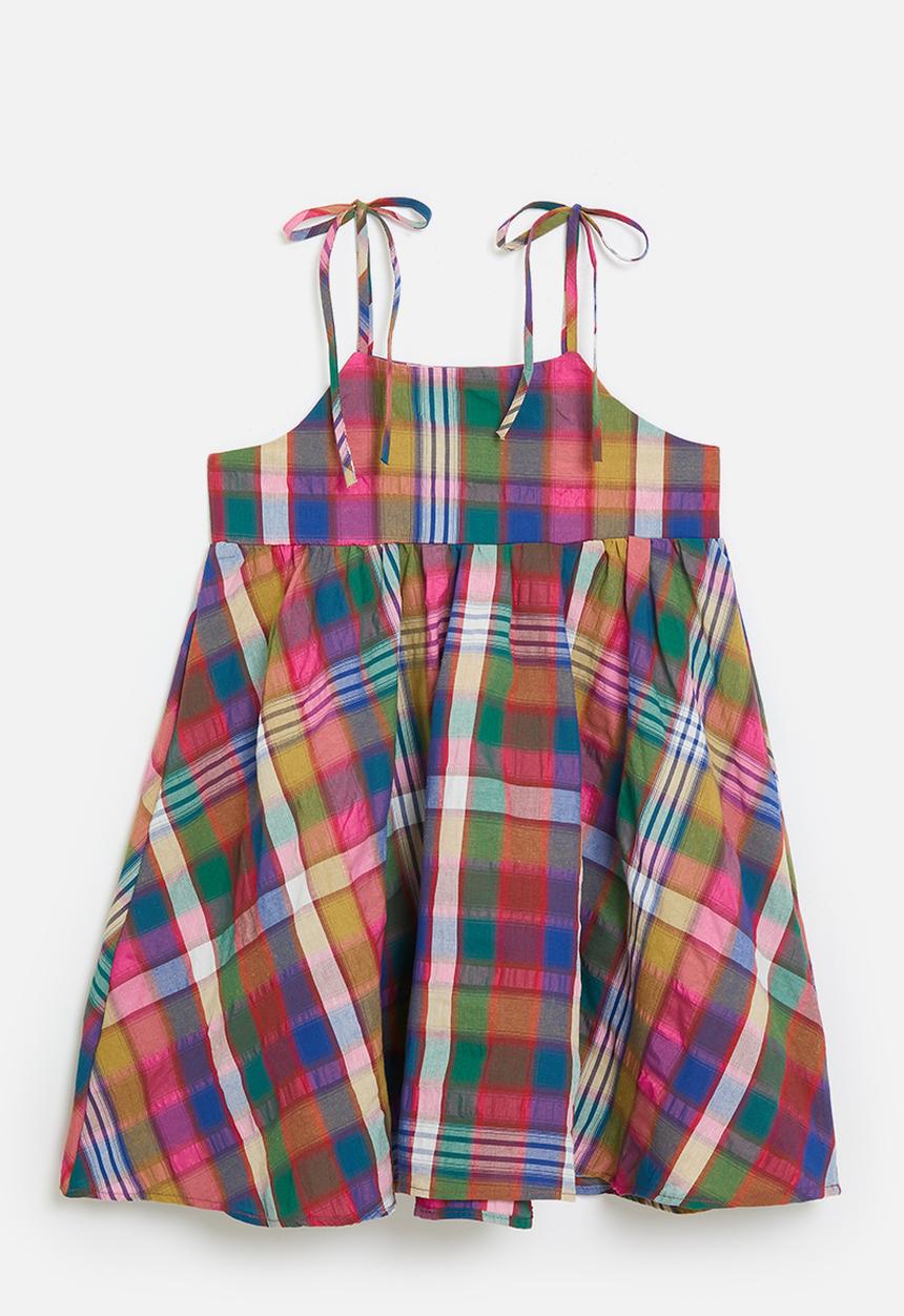 Pop Candy - Madras plaid babydoll dress - multi