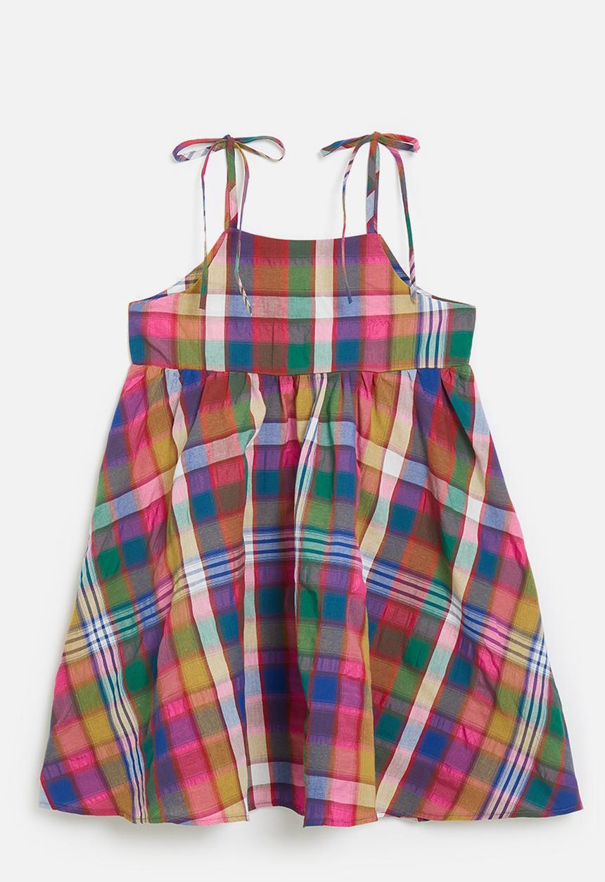 Pop Candy - Madras plaid babydoll dress - multi