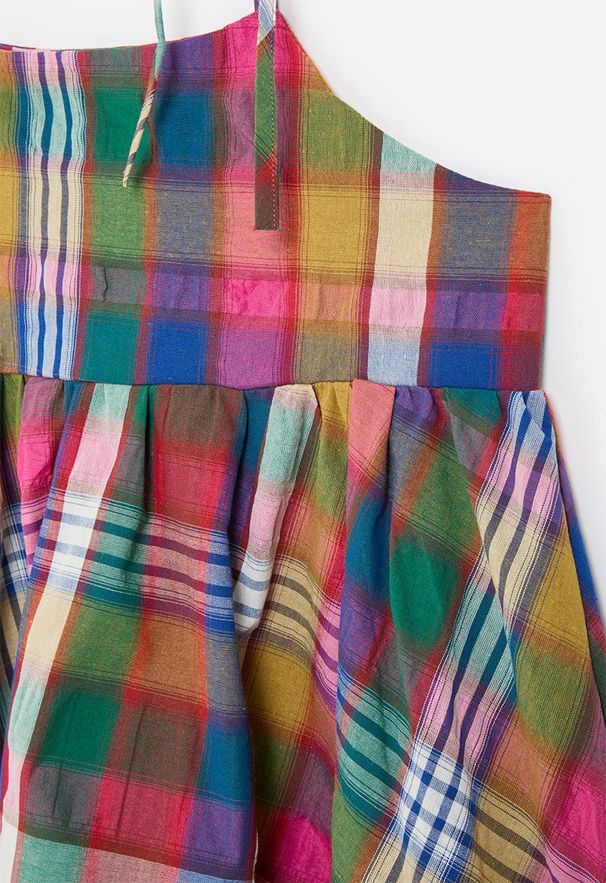 Pop Candy - Madras plaid babydoll dress - multi