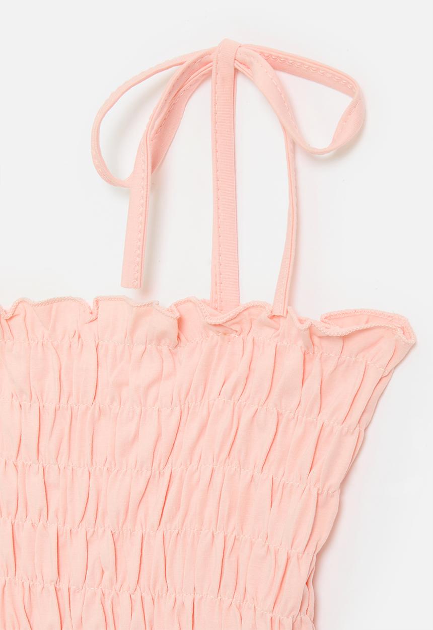 Pop Candy - Shirred top with shoulder ties - pink