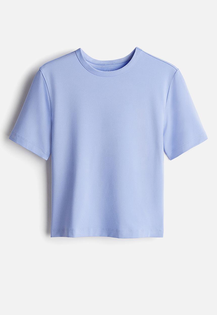H&M - Cropped sports top with drymove™ - light blue