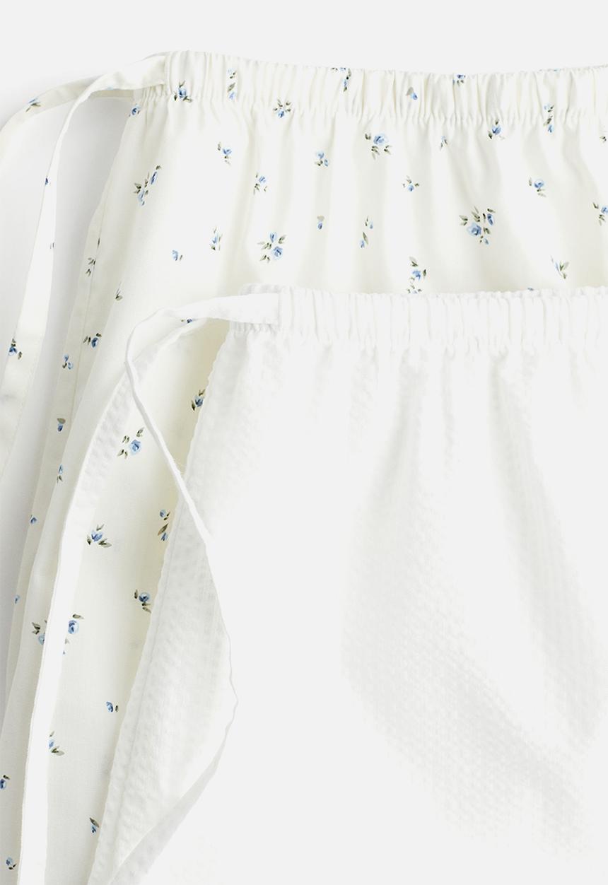H&M - 2-Pack cotton poplin pyjama shorts - white floral