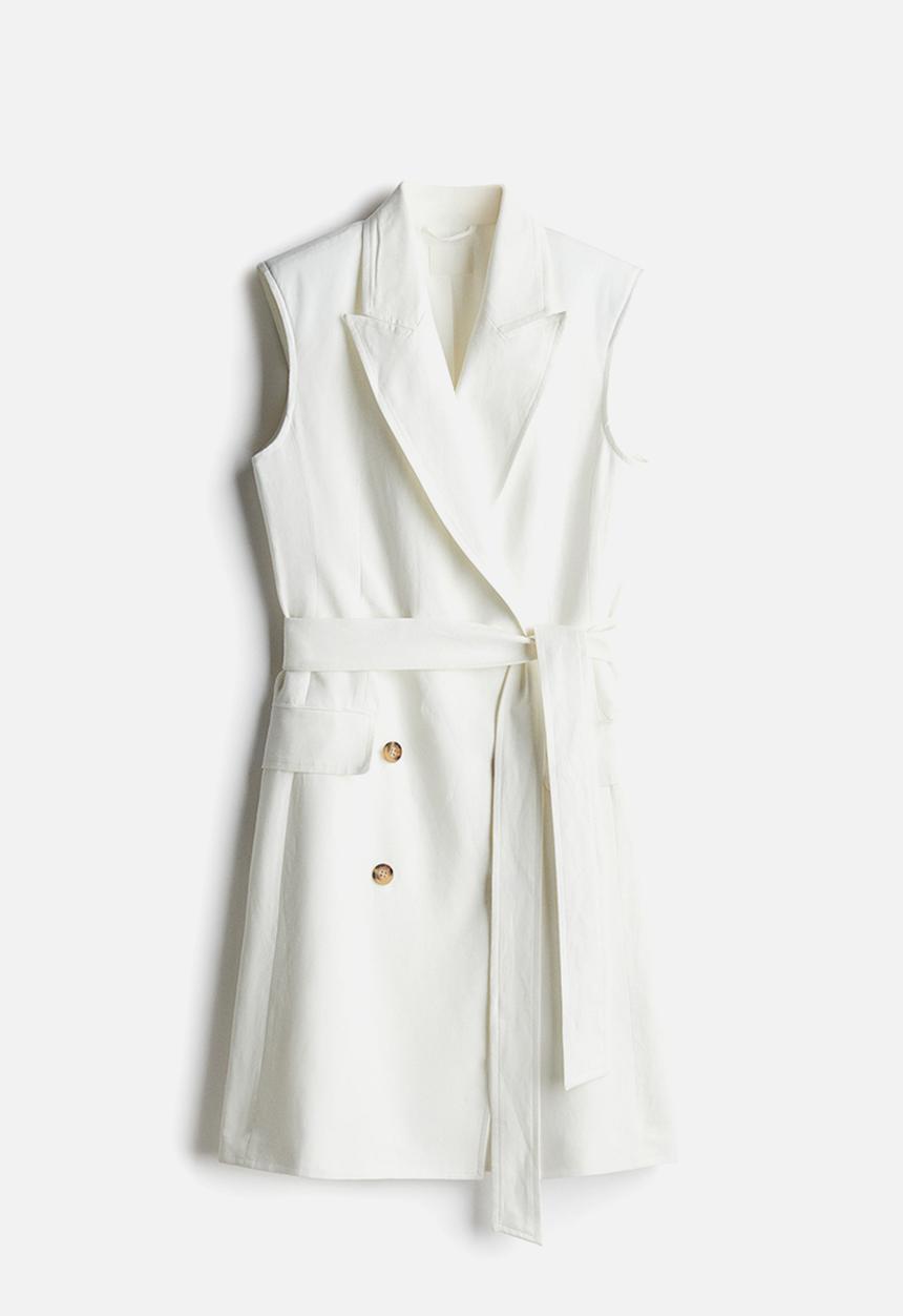 H&M - Linen-blend blazer dress - white
