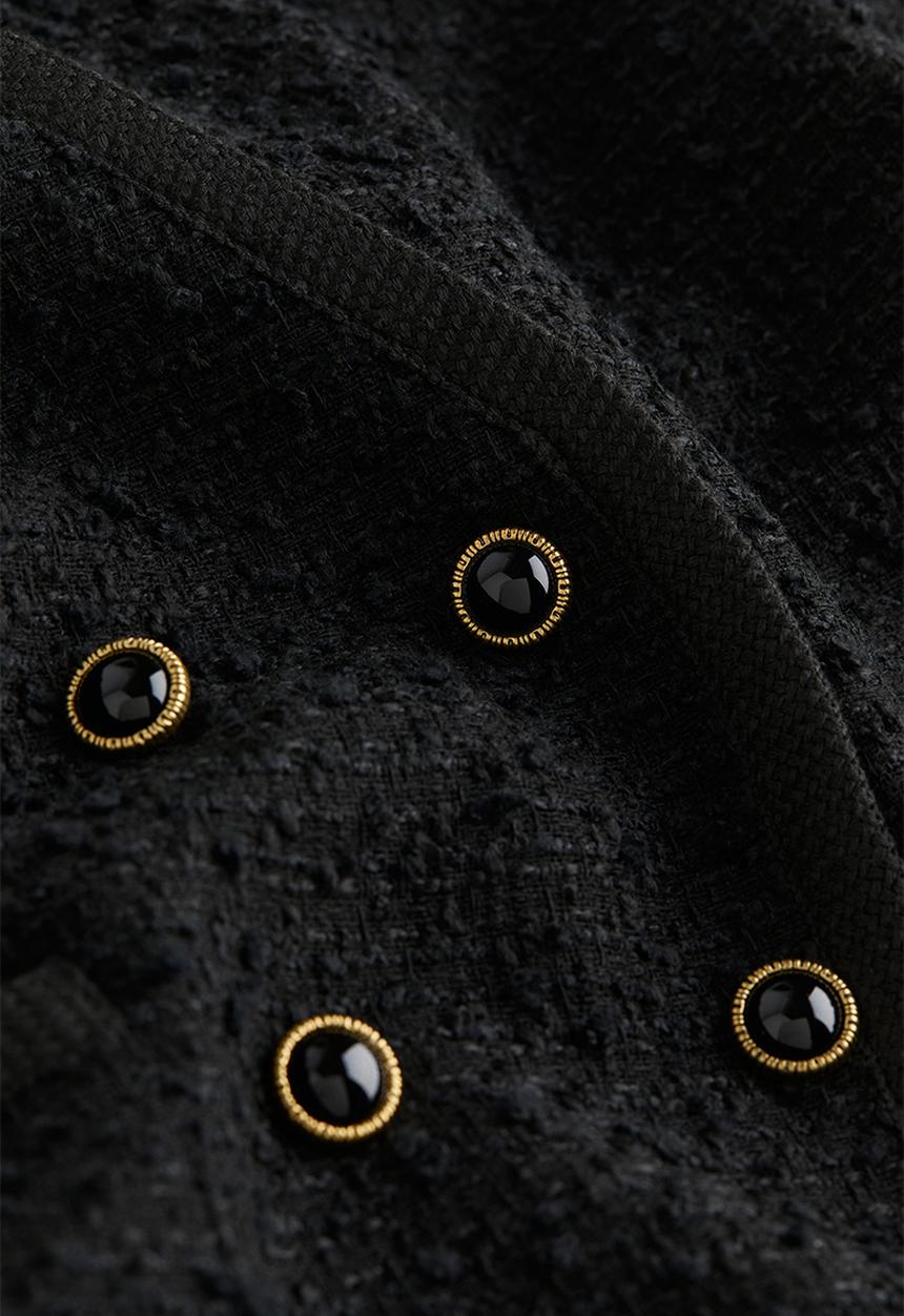 H&M - Double-breasted bouclé blazer - black