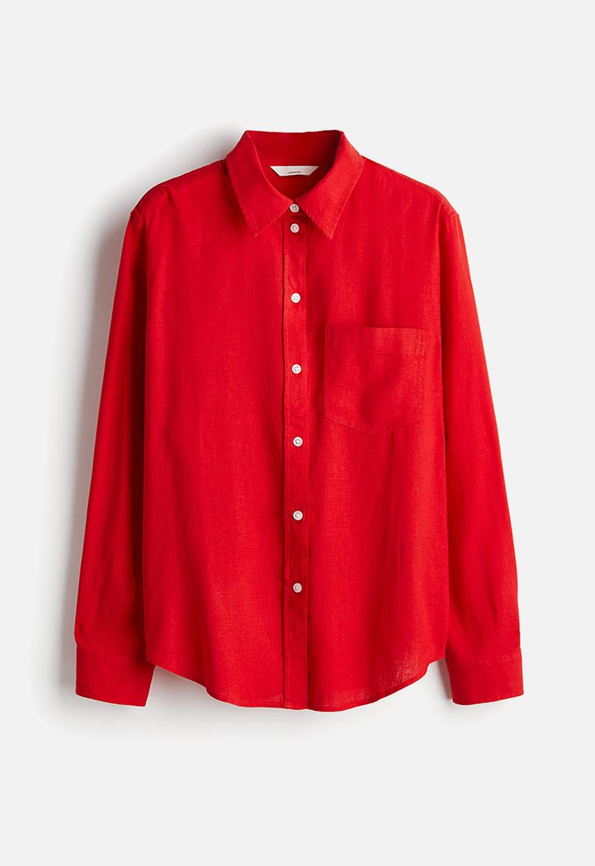 H&M - Linen-blend shirt - red