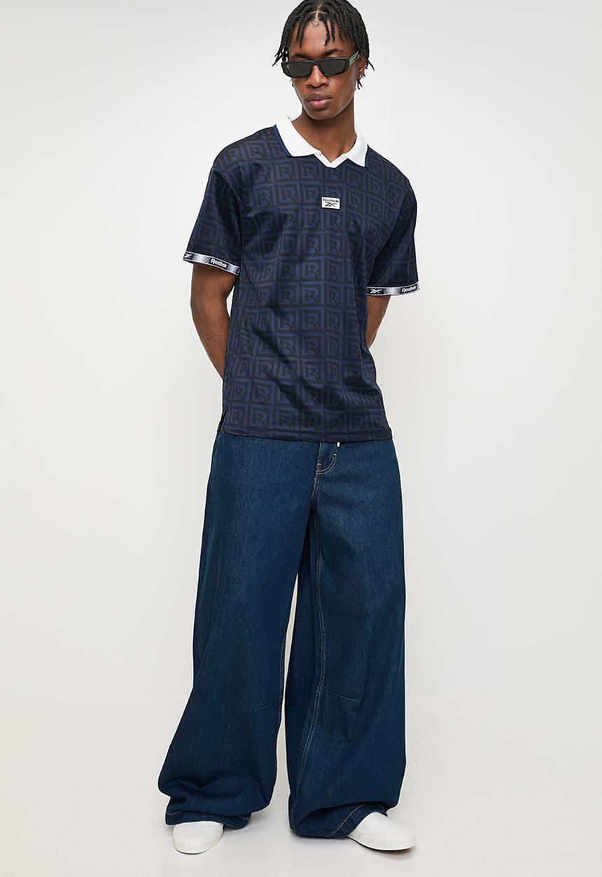 Reebok - Monogram Football Polo - Vector Navy Aop