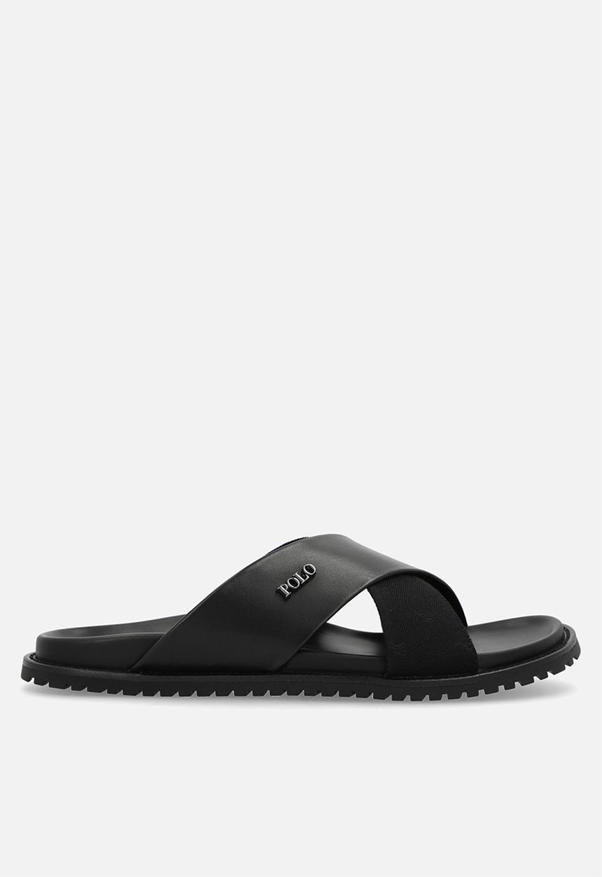 POLO - Cross Strap Jacquard  Sandal  - Black