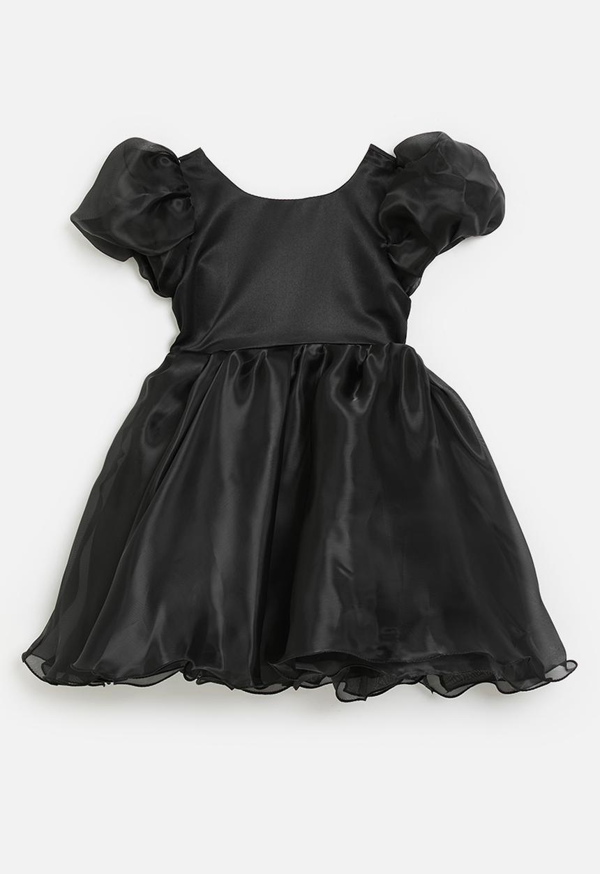 Pop Candy - Organza pouf dress with bubble sleeves - black