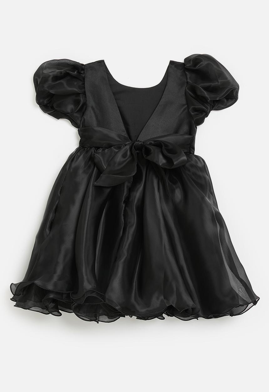 Pop Candy - Organza pouf dress with bubble sleeves - black