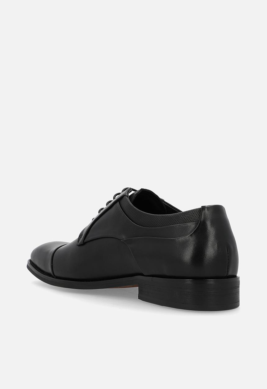 POLO - Panelled Gibson Lace Up  - Black Leather