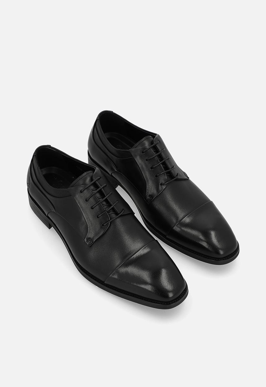 POLO - Panelled Gibson Lace Up  - Black Leather
