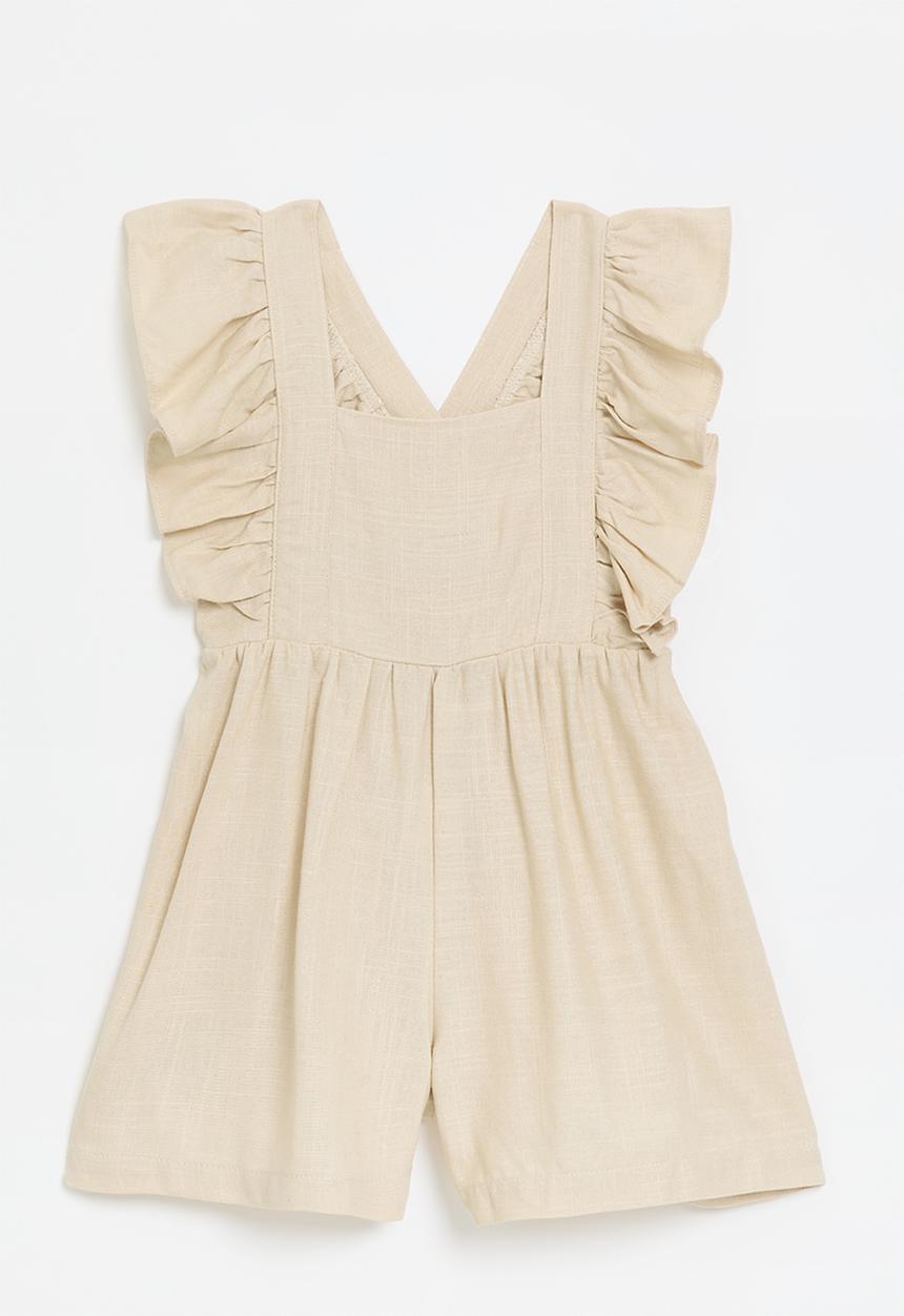 Pop Candy - Frill sleeve playsuit - beige