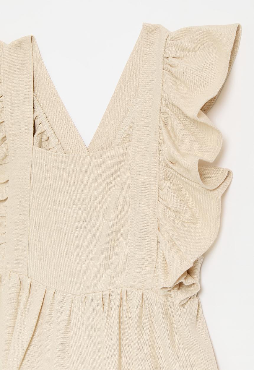 Pop Candy - Frill sleeve playsuit - beige