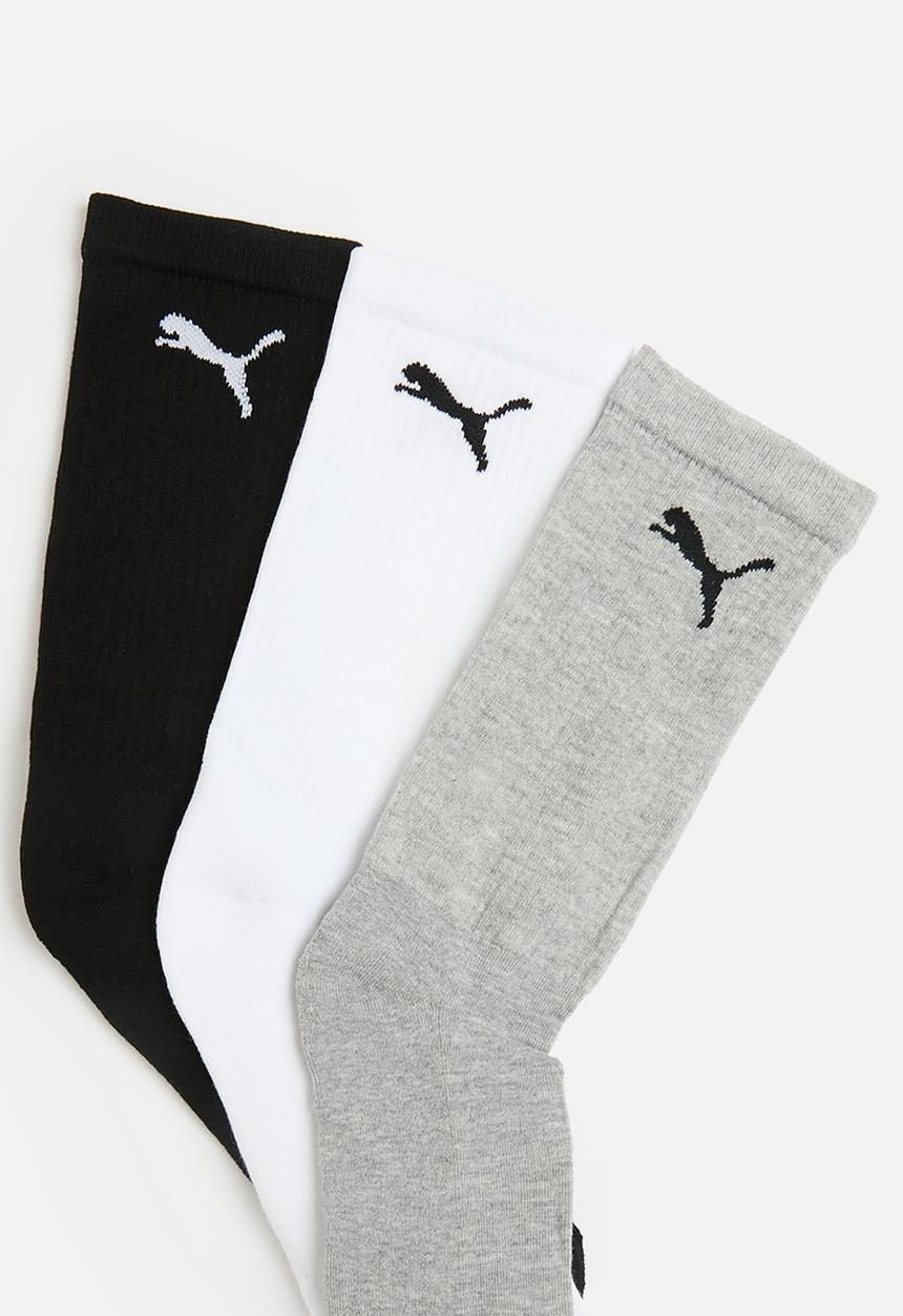 PUMA - Adults 3 Pk Cat Logo Tennis Socks - White/Melange/Black