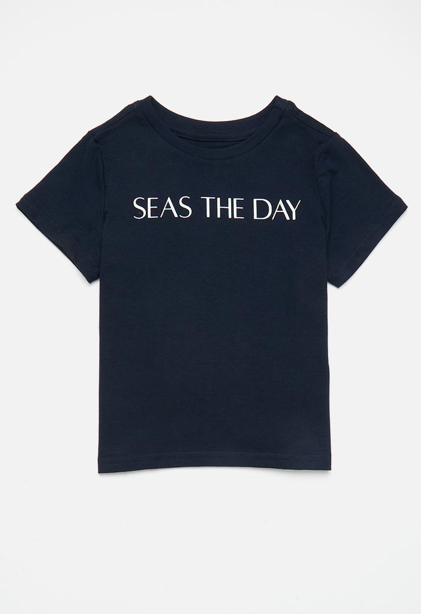 Pop Candy - 2 pack graphic & slogan tee - white/navy