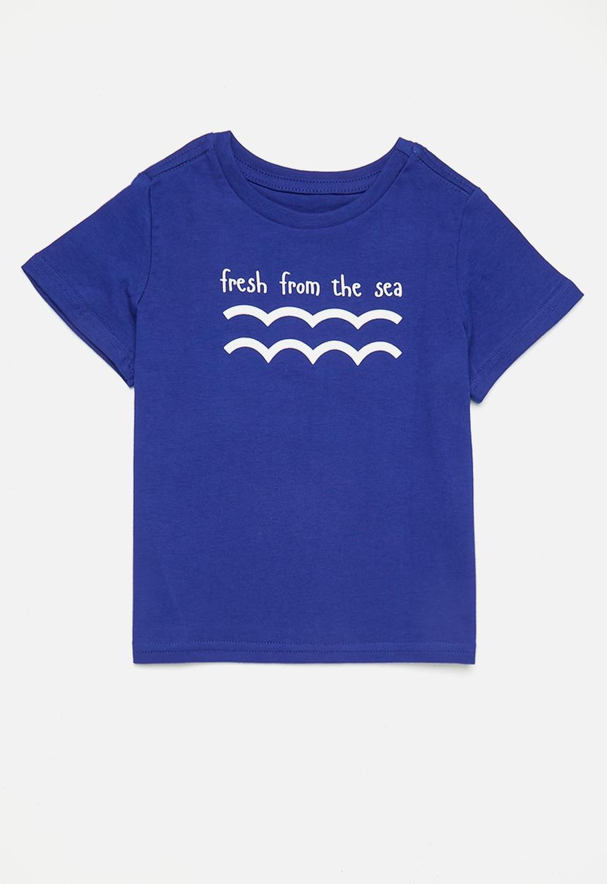 Pop Candy - 2 pack slogan & graphic tee - blue/white/lobster/fresh from the sea