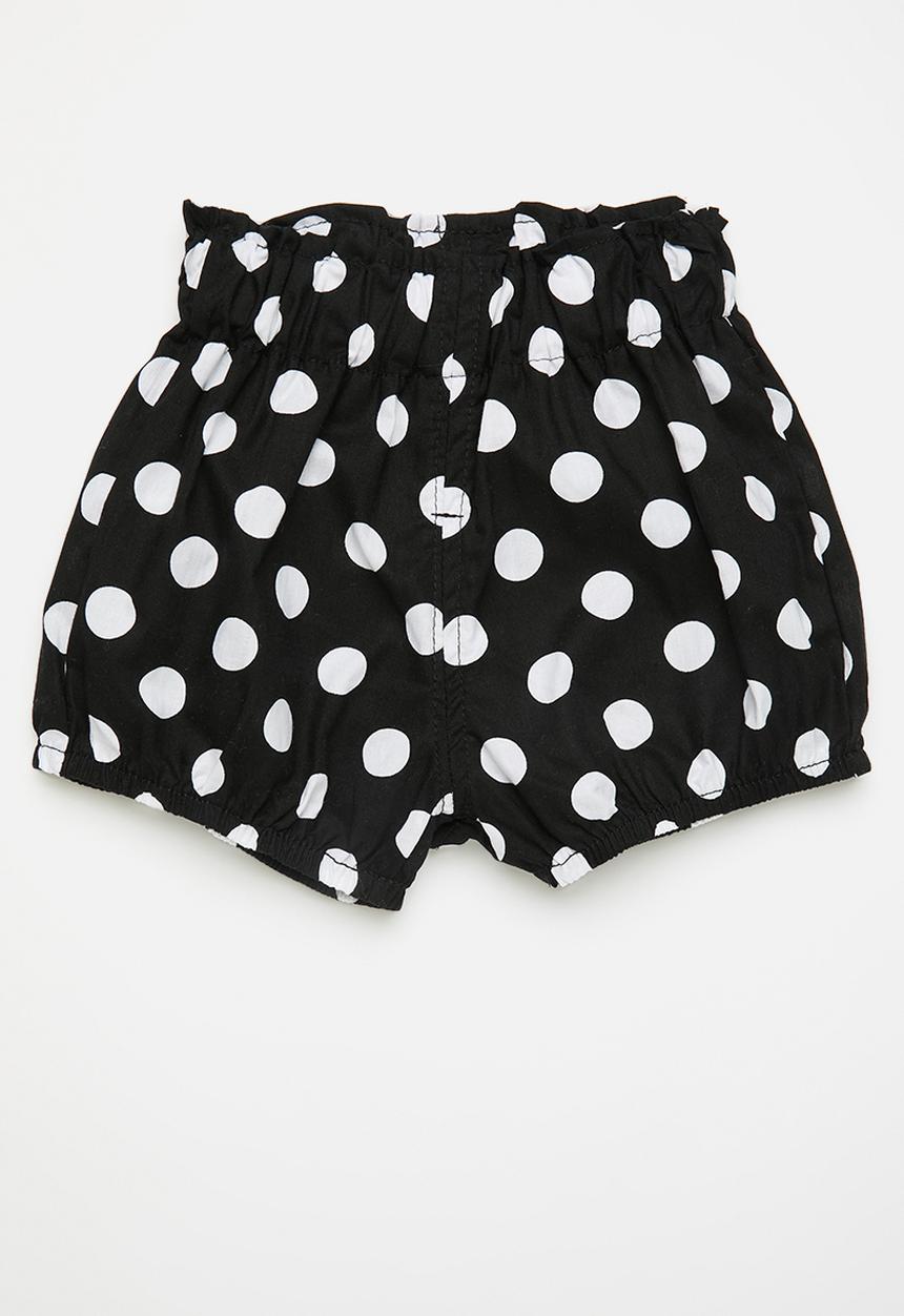 Pop Candy - Elasticated waist shorts - black/polka dots