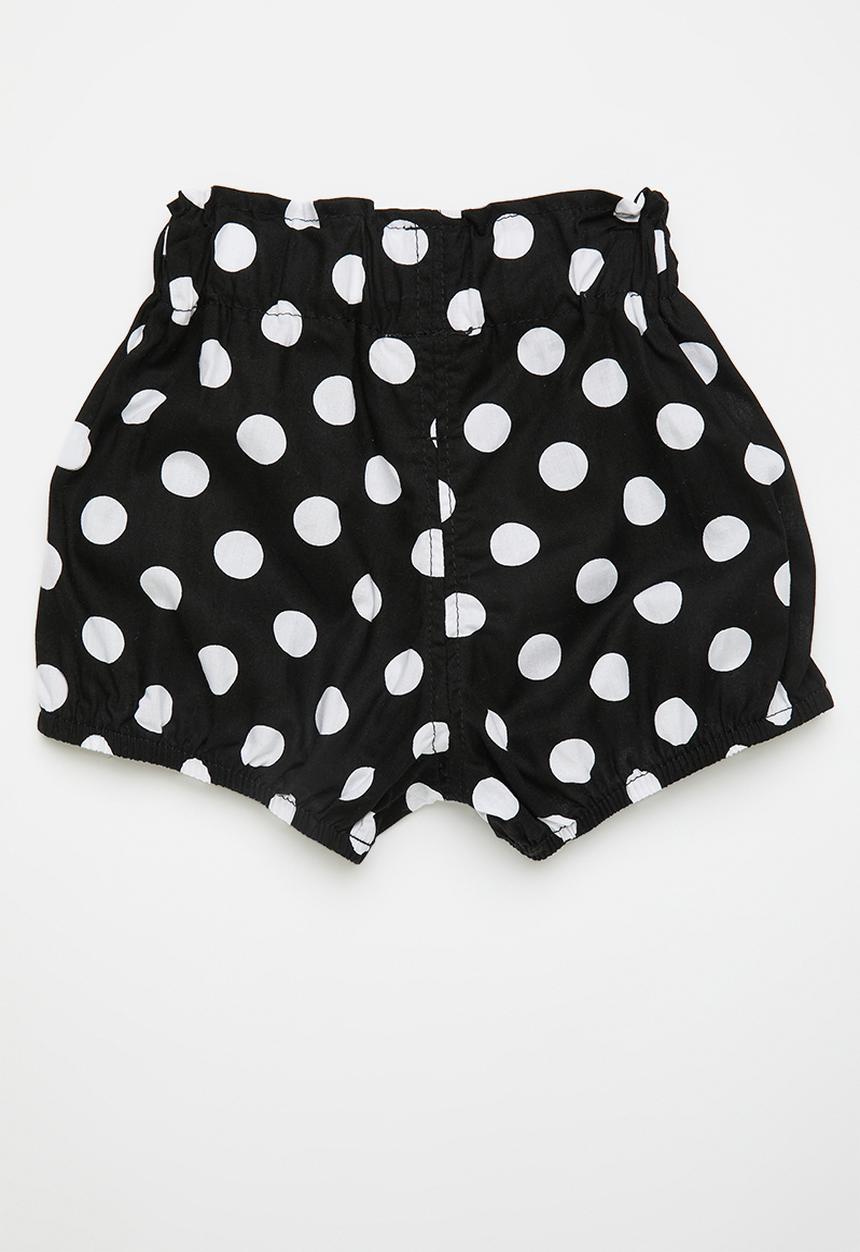 Pop Candy - Elasticated waist shorts - black/polka dots