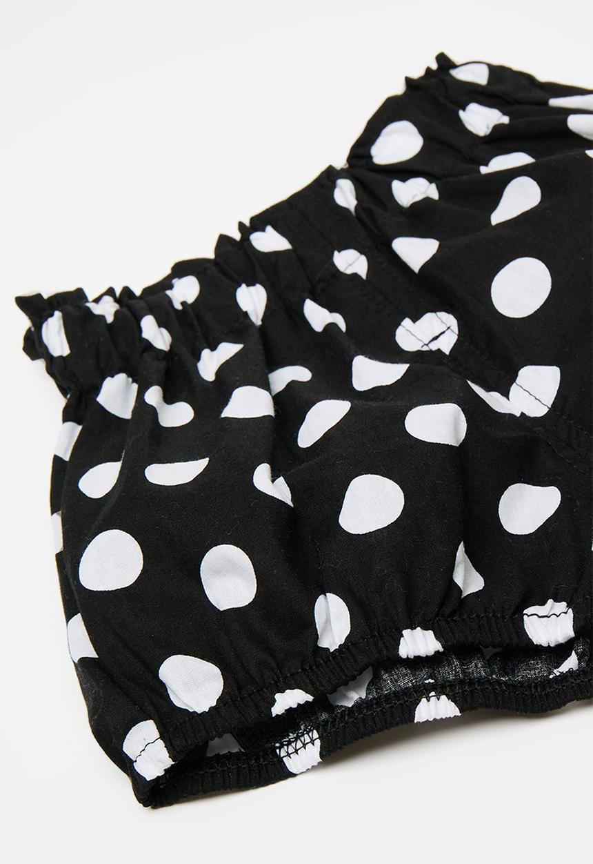 Pop Candy - Elasticated waist shorts - black/polka dots
