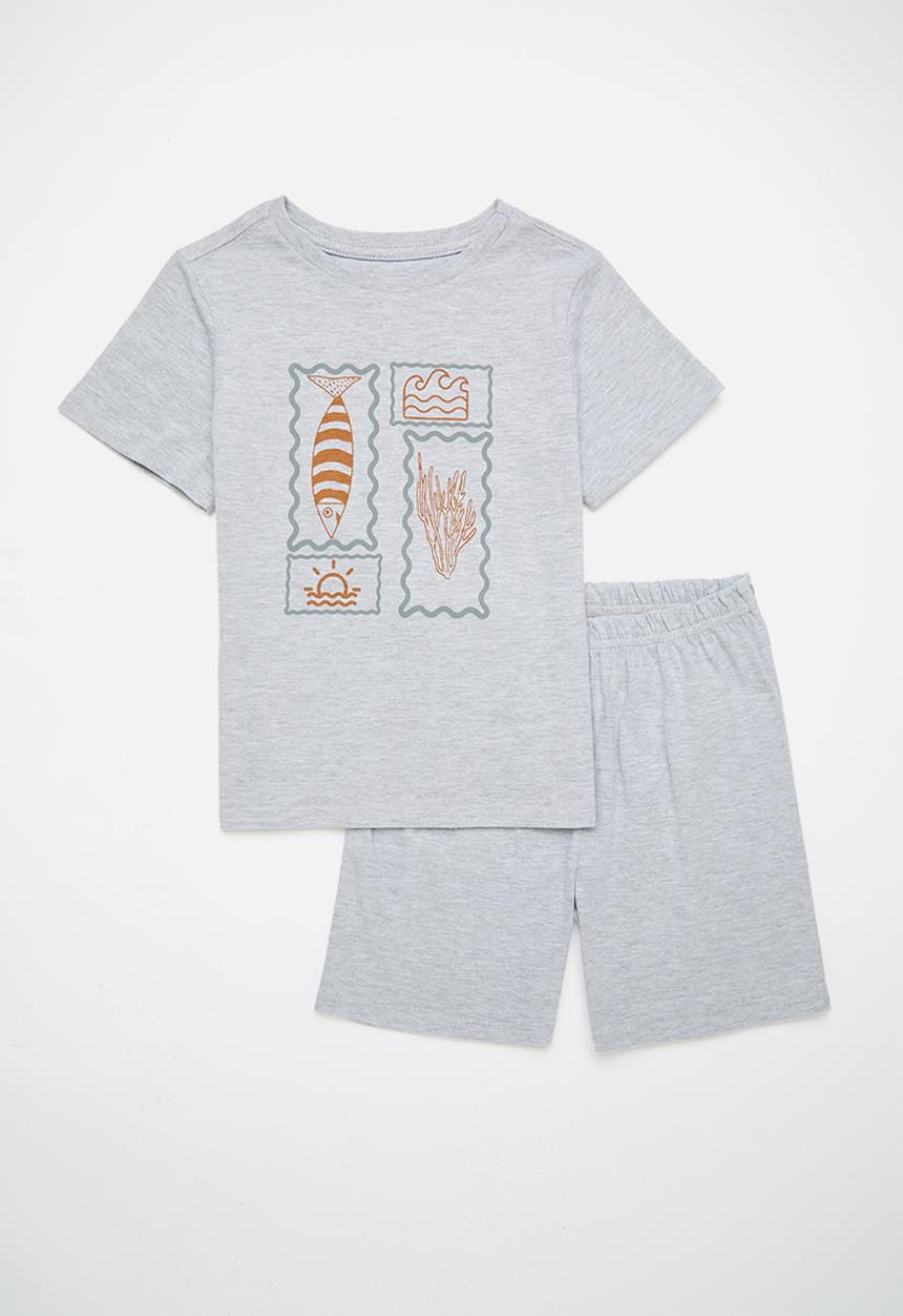 Pop Candy - Pj set with placement print - grey/rust