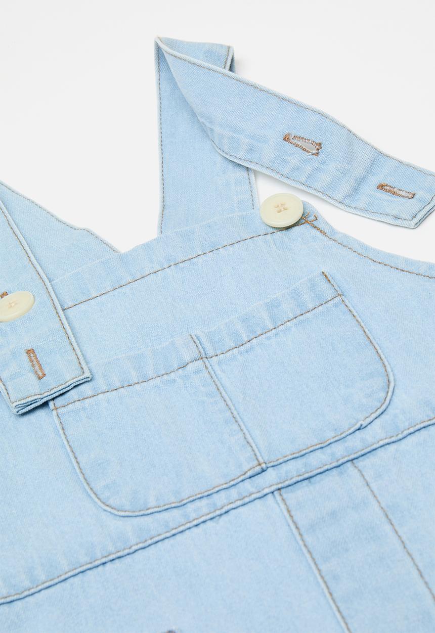 Pop Candy - Light wash denim dungarees - blue