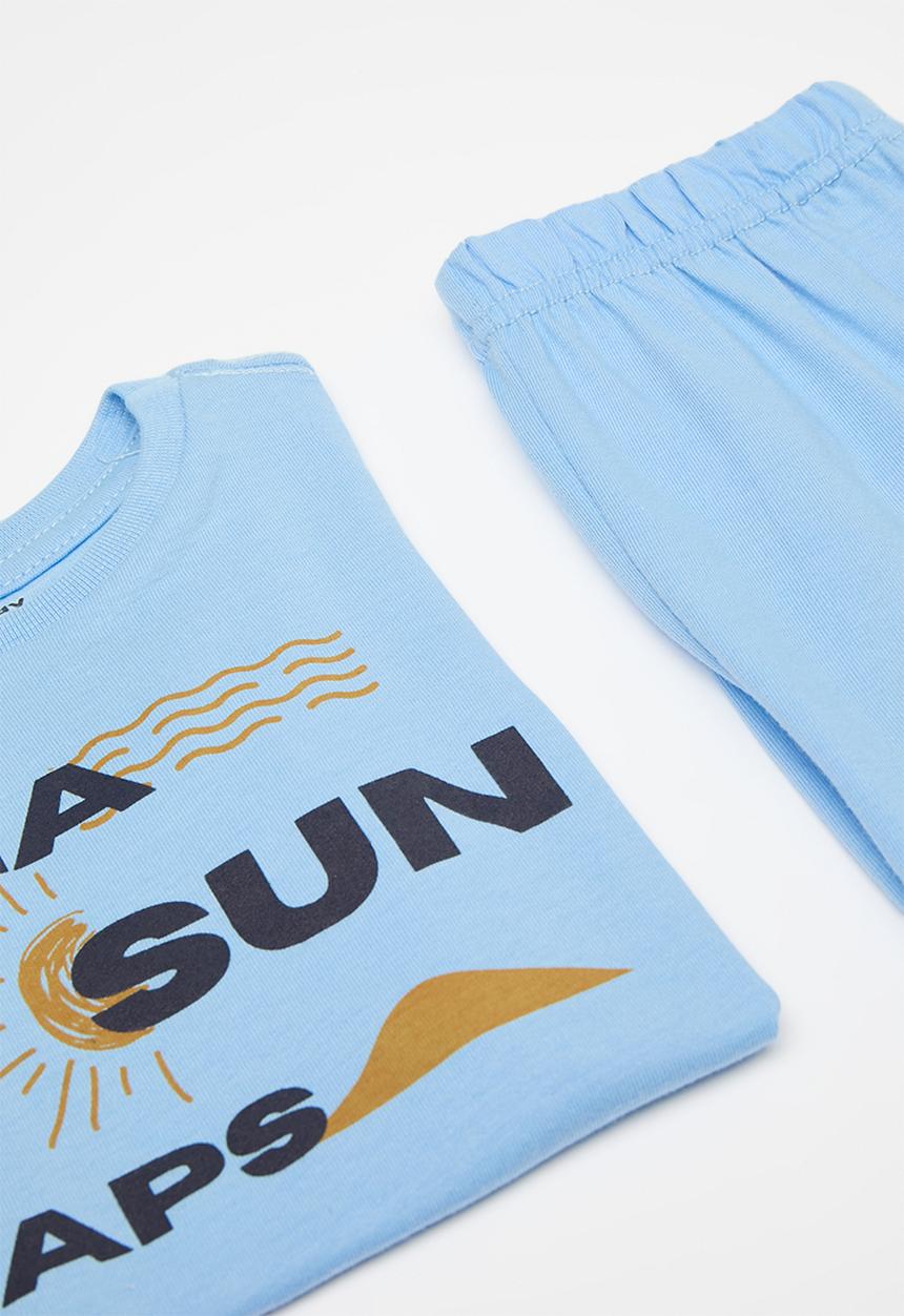 Pop Candy - Pj set with slogan and graphic print - sky blue/sea sun naps