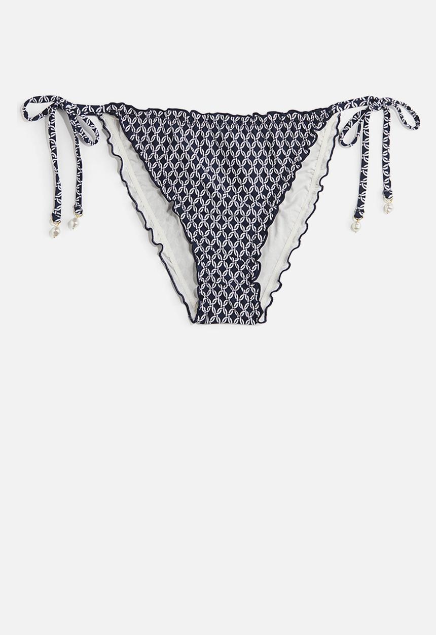 H&M - Tie tanga bikini bottoms - navy blue patterned 