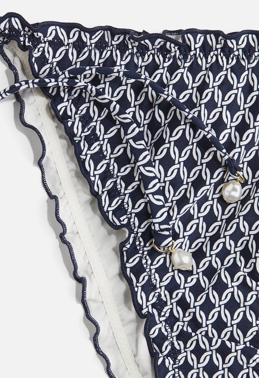H&M - Tie tanga bikini bottoms - navy blue patterned 