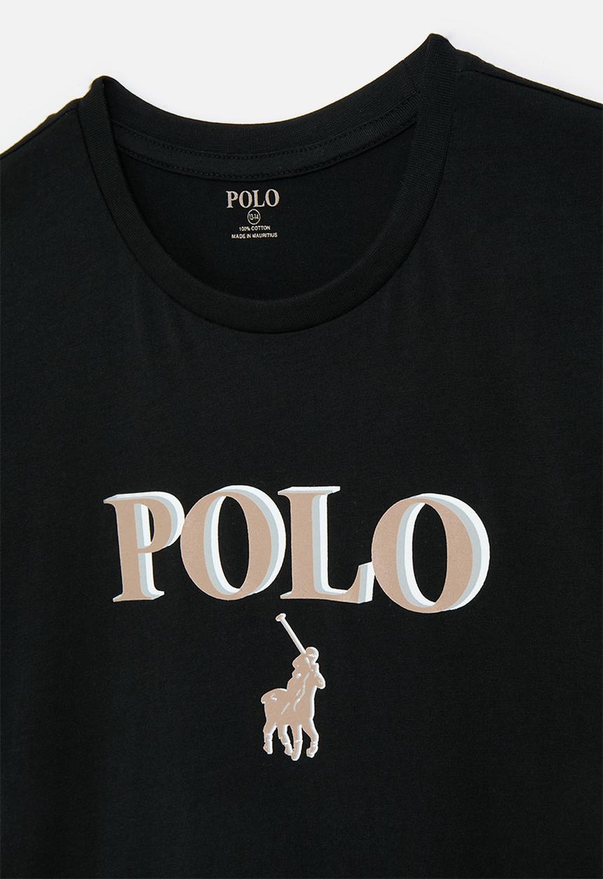 POLO - Boys ted printed ss tee - black