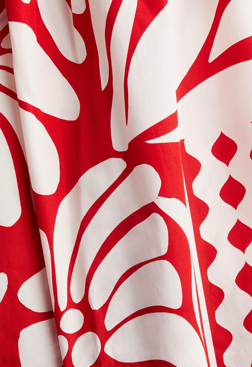H&M - Poplin maxi skirt - bright red patterned