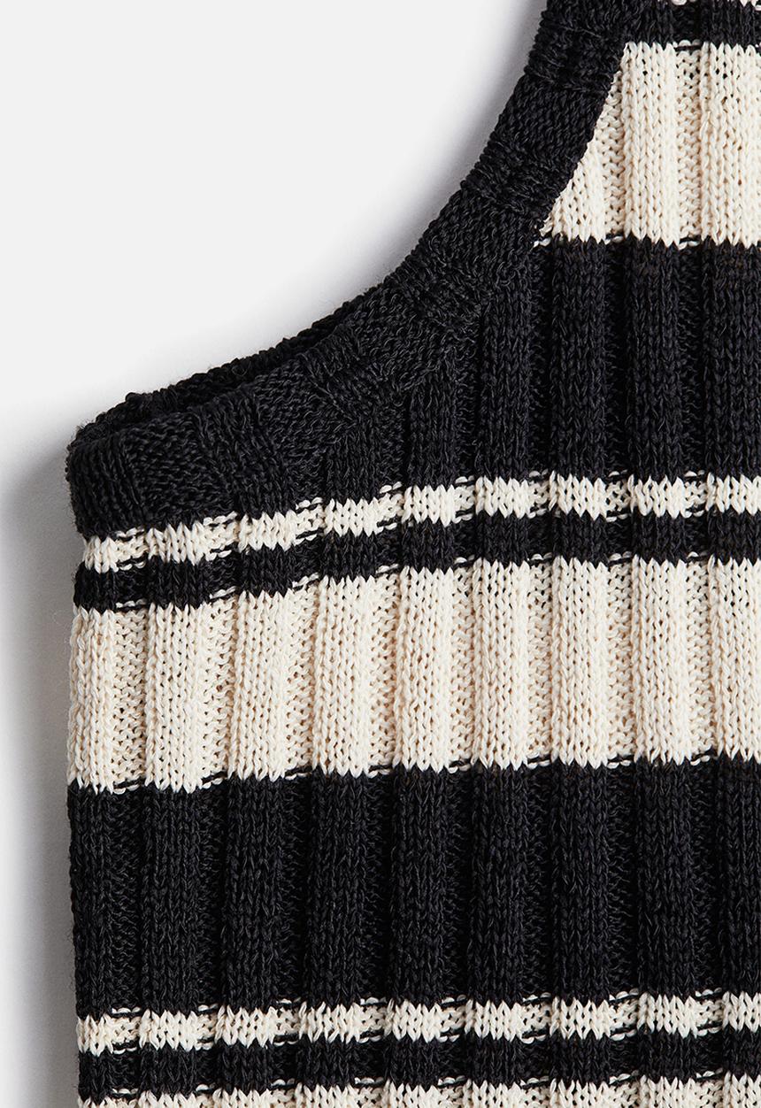 H&M - Rib-knit dress - black striped