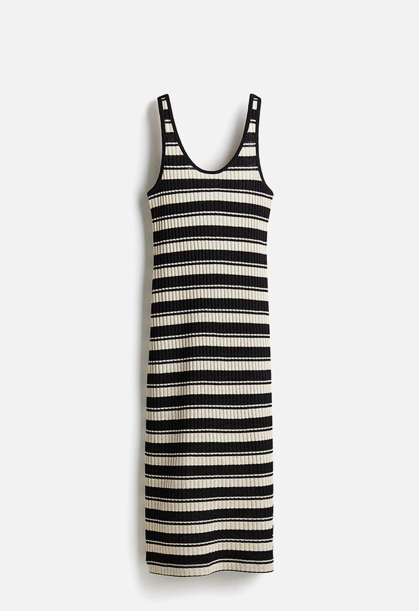 H&M - Rib-knit dress - black striped
