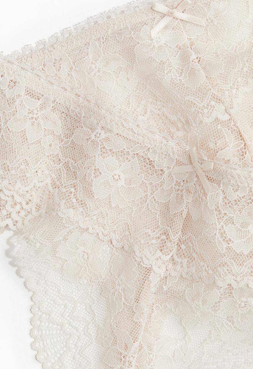 H&M - 2 pack lace thong briefs - pale beige