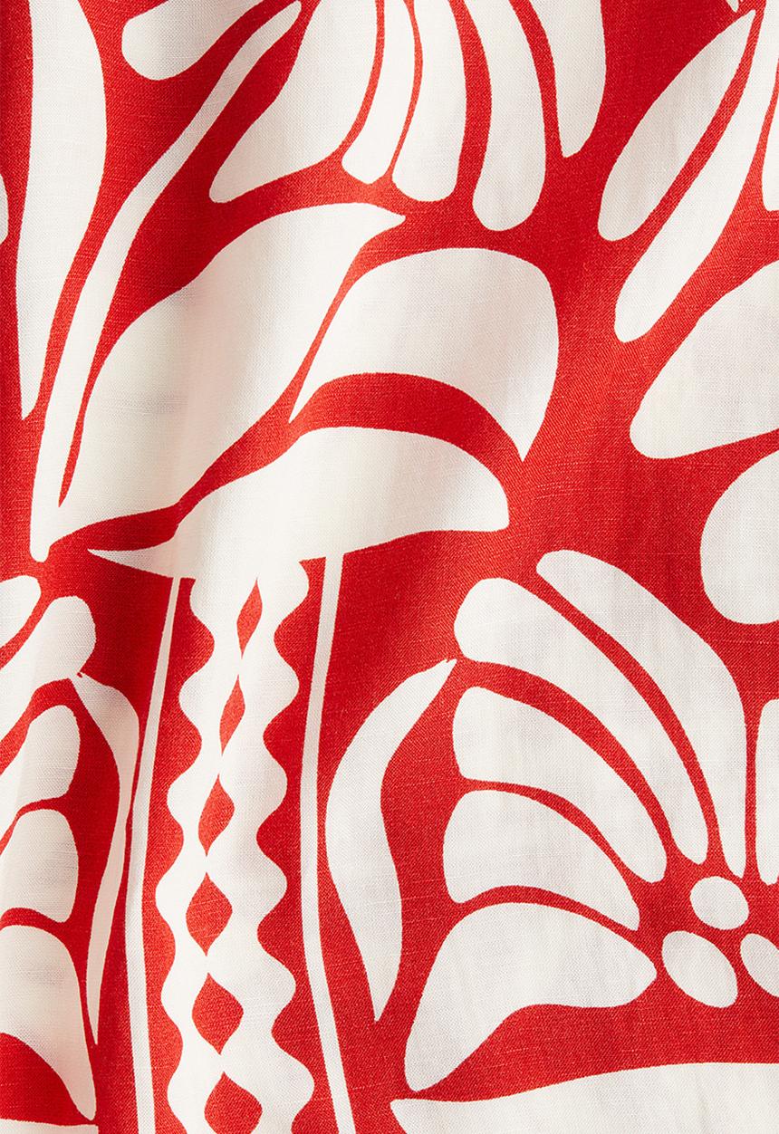 H&M - Linen-blend trousers - bright red patterned