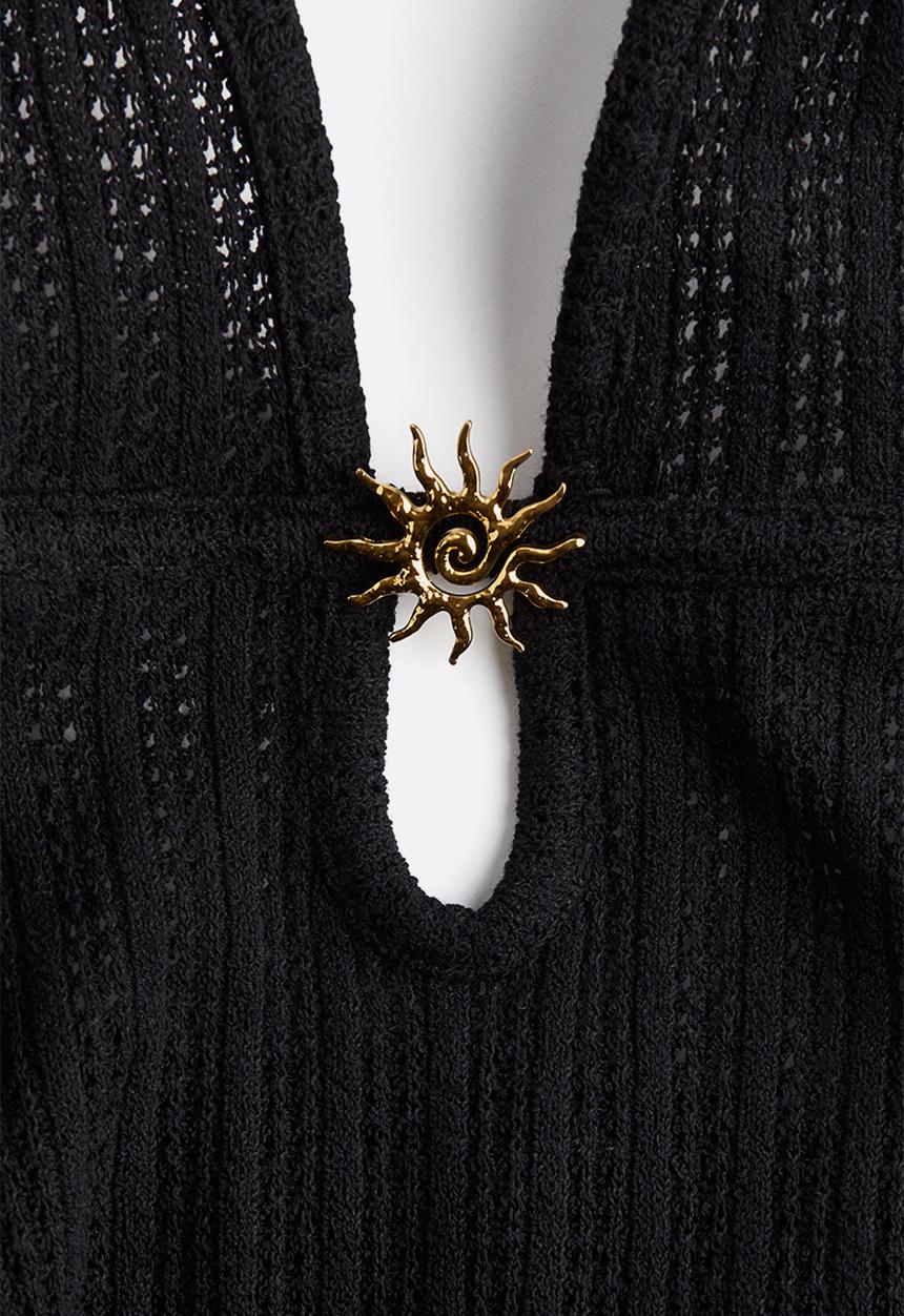 H&M - Embellished pointelle-knit dress - black